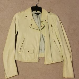 THEORY PEBBLED REAL LEATHER MOTO JACKET